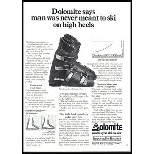 1976 Dolomite Bora Ski Boots Vintage Print Ad Skiing Alpine Winter Wall Art